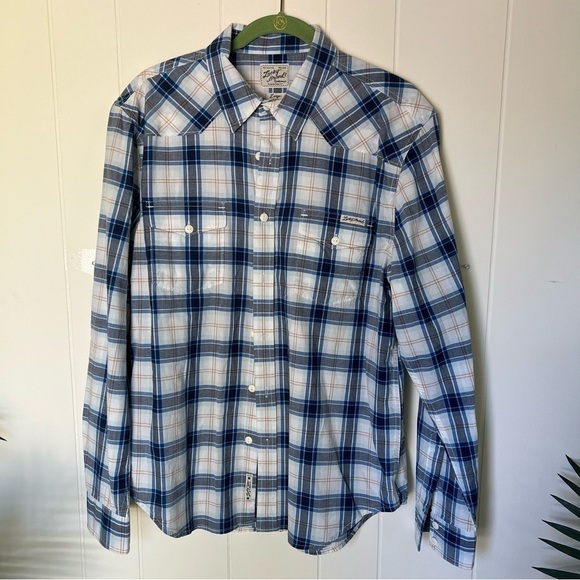 Lucky Brand Other - Lucky brand Plaid Blue and White Men's Shirt